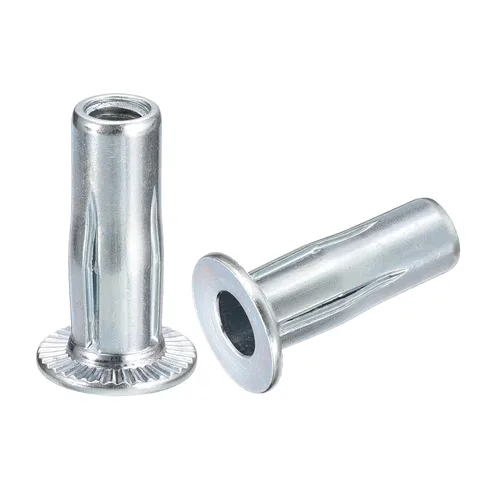 Vista 8 de uxcell Tuercas de remache M4 multiagarre, 5 piezas de vástago preabombado, cabeza plana, tuerca de inserción roscada de acero al carbono más tuercas
