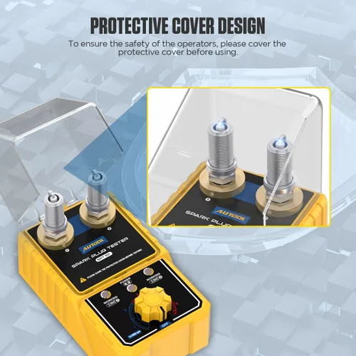 Vista 5 de Probador de Bujías de Coche, Analizador de Encendido de Motor Automotriz 110V con Cubierta Protectora Bujía 0 a 6000rpm con zócalo de Doble Agujero