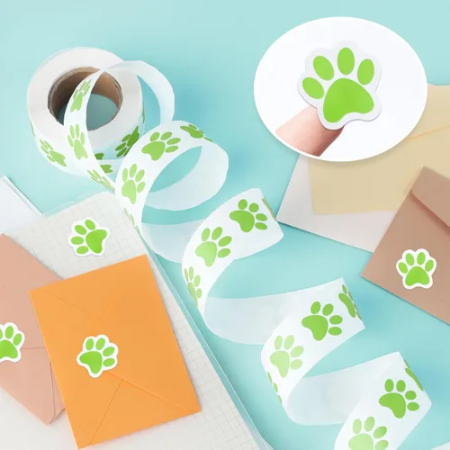 Vista 25 de 500 calcomanías coloridas con estampado de patas, calcomanías autoadhesivas de pata de perro de 1 pulgada 6 Colors for Kids Crafts, Student