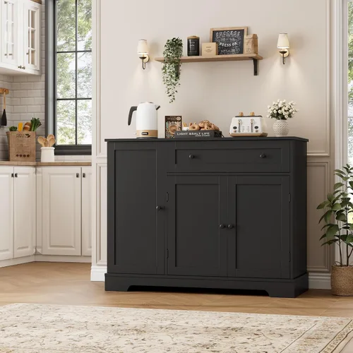 Vista 5 de HOSTACK Gabinete del buffet del aparador de cocina de 41" W, pequeña barra Negro