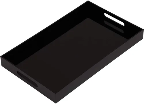 Vista 23 de KEVLANG Bandeja de acrílico transparente resistente con asas, bandeja organizadora de encimera de 8 x 8 x 2 pulgadas de alto para cocina, baño