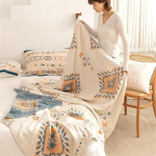 Vista 144 de MSGKV - Manta bohemia/primaveral de algodón para sofá y sala de estar, de gasa acogedora, de 50 x 60 pulgadas 50"x60" Cotton Throw, Woven Bird