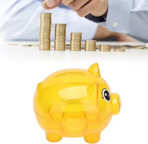 Vista 3 de Hucha de cerdito, caja de ahorro de dinero, caja de ahorro de monedas, caja de ahorro transparente, alcancía de cerdo de dibujos animados, alcancía