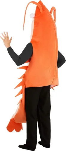Vista 2 de Disfraz de camarón jumbo para adultos, mono de camarón de una pieza, disfraz de mariscos para Halloween y fiestas de disfraces, Naranja, XL