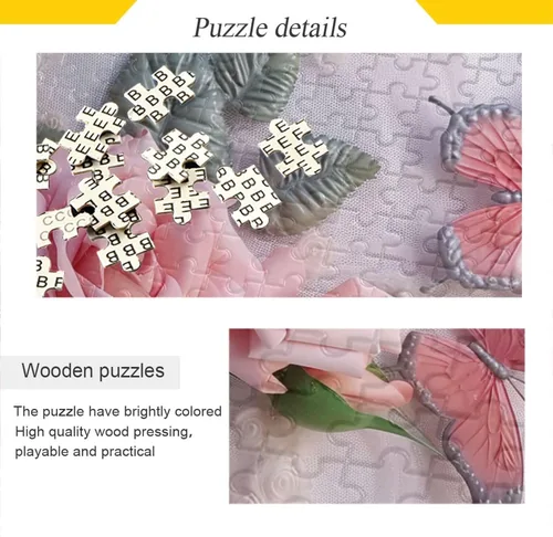 Vista 2 de Pink Rose Jigsaw Puzzles 500 Pieces for Adults with Mesh Storage Bag 2011862