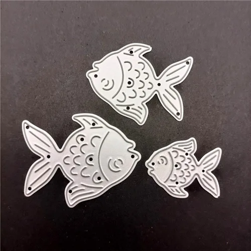 Vista 5 de Katutude Troqueles de corte de metal de animales, manualidades, troqueles de pescado para hacer tarjetas, álbumes de recortes, troqueles de metal