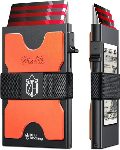 Vista 9 de Zitahli Cartera novedosa para niños y hombres, tarjetero delgado con capacidad para 6 + 6 tarjetas, funda de tarjeta de metal, carteras minimalistas