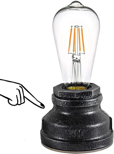 Vista 8 de Lámpara de mesa vintage con control táctil, bombilla LED regulable Edison de 4 W incluida, con 3 niveles de brillo, luz nocturna industrial