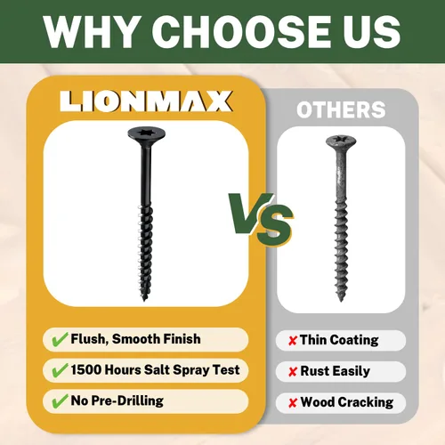 Vista 4 de LIONMAX Tornillos para Terraza de 1 Pulgada, Tornillos para Madera #8 x 1, 300 PCS, Resistentes al Óxido, Revestimiento Epoxi Exterior, Tornillos