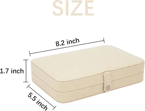 Vista 2 de Joyero de viaje, mini organizador portátil con cremallera, de piel sintética sintética, pequeñas cajas de almacenamiento para anillos, aretes
