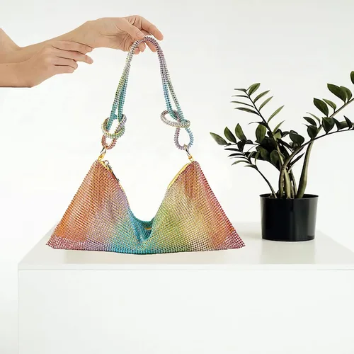 Vista 3 de rosyclo Bolso brillante con diamantes de imitación para mujer, bolsos de noche para boda, graduación, fiesta, club, bolsos