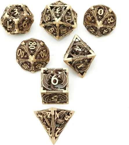 Vista 5 de DND - Juego de dados de metal, dados poliédricos de Calabozos y Dragones, juego de dados poliédricos para juegos de rol, juego de dados poliédricos