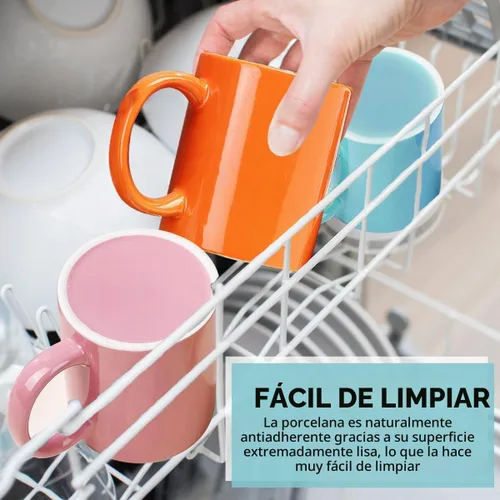 Vista 6 de Evanda Juego de 6 tazas de café de 12 onzas, tazas de cerámica con asa para café con leche, té caliente, capuchino, moca, cacao, leche, aptas