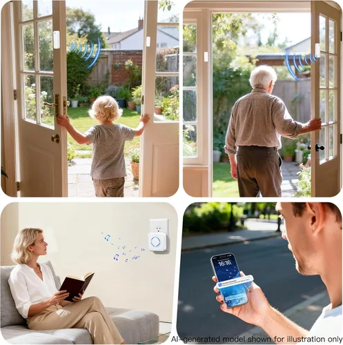 Vista 12 de Timbre del sensor de puerta de WiFi, sensor de ventana de alerta abierta de 2-Blanco