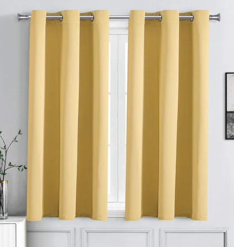 Vista 30 de WPM - Cortinas opacas de triple tejido, para oscurecer la habitación, 2 paneles para sala de estar, color beige, con aislamiento térmico y ojales