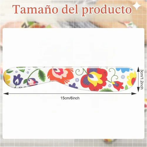 Vista 2 de Eaasty - 6 cuchillos esparcidores de queso de mantequilla de 6 pulgadas, plástico, estilo floral