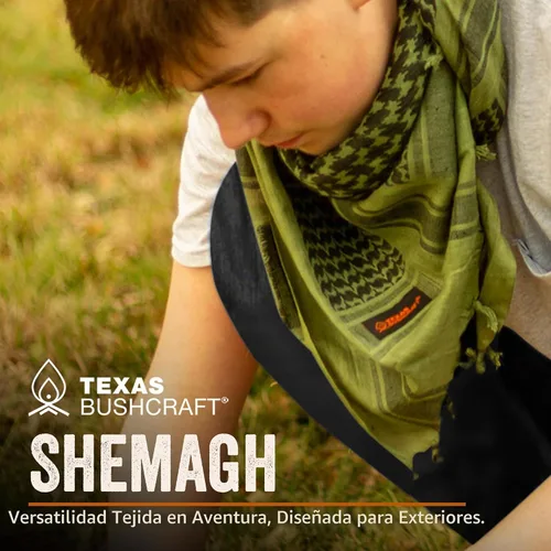 Vista 2 de Texas Bushcraft Tactical Shemagh - Auténtico Keffiyeh 100% algodón para tu equipo de camping, senderismo y mochilero Naranja quemado