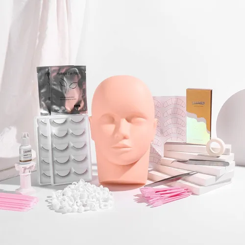 Vista 9 de LASHVIEW Kit de extensión de pestañas, con cabeza de maniquí, suministros de extensión de pestañas para principiantes, kit profesional de extensión