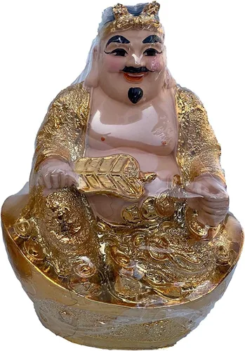 Vista 3 de Estatua dorada de CaiShen, CAI Shen, Dios de la fortuna, Dios de la riqueza, estatua de la suerte y la riqueza, decoración de Feng Shui, regalo