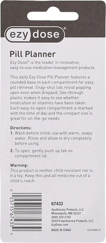 Vista 3 de Ezy Dose Pastillero de farmacia de bolsillo de viaje y medicina, contenedor de vitaminas, diario, planificador y almacenamiento AM PM