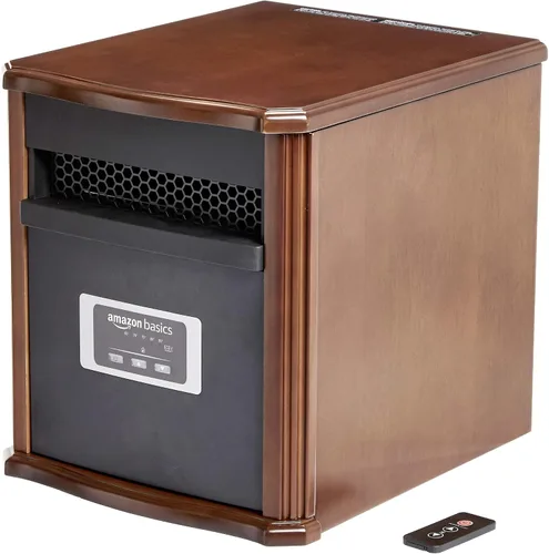 Vista 8 de Amazon Basics Calentador de espacio portátil con control remoto, termostato ajustable, uso en interiores, ajuste de ahorro de energía, pantalla LED