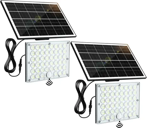 Vista 10 de Aialun 184 luces LED solares de inundación para exteriores, sensor de movimiento, luces de inundación solares con cable de 16.4 pies, impermeable