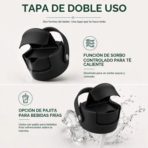 Vista 5 de Botella vaso térmico para té de 22 onzas con infusor, taza de viaje
