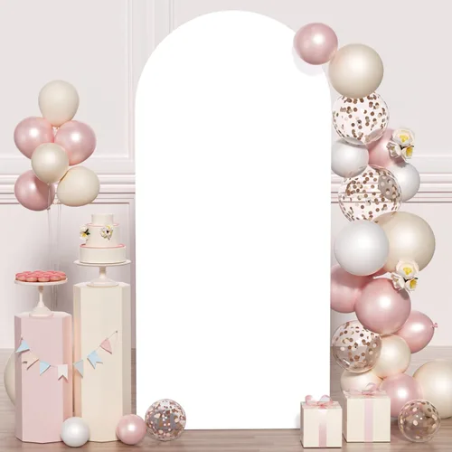 Vista 23 de FUHSY Cubierta de Arco de Boda Beige Cubierta de Arco Tela de Fondo Cubierta de Elastano de Arco de 6 Pies para Pared Arqueada Cubierta de Soporte