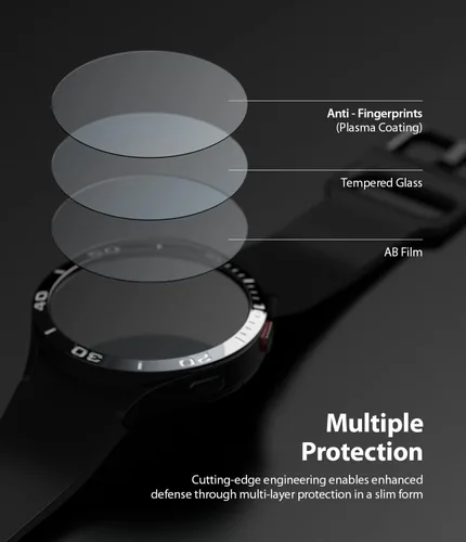 Vista 6 de Ringke Vidrio para bisel [4 unidades] Compatible con Samsung Galaxy Watch 4 Protector de pantalla (1.575 pulgadas), vidrio templado, dureza 9H