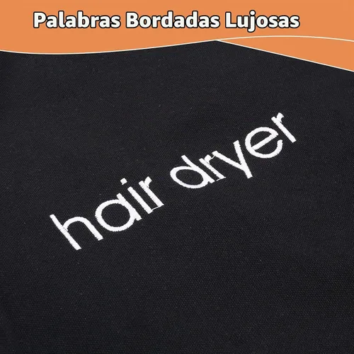 Vista 3 de Bolsas para secador de pelo con cordón, bolsa para viaje, para guardar las cosas del baño (negra)