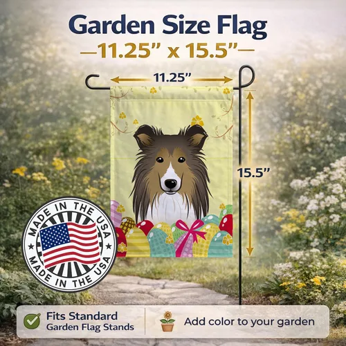 Vista 270 de Caroline's Treasures BB1923GF Bandera decorativa para jardín con diseño de Border Collie, para caza de huevos de Pascua, para jardín, jardín, patio