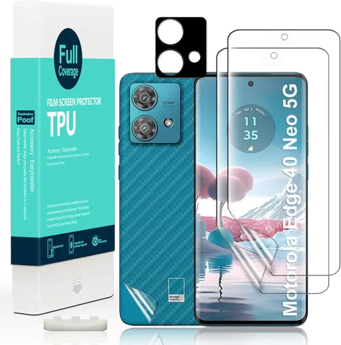 Vista 8 de Ibywind 2 protectores de pantalla para Motorola Edge 40 5G de 6.55 pulgadas, película de TPU flexible, con 1 protector de lente de cámara, 1