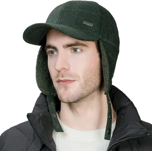 Vista 14 de Jeff & Aimy Gorra de béisbol unisex de invierno con orejeras trampero de caza, sombrero de esquí, 21.3-24.4 in