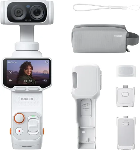 Vista 12 de Insta360 Luna Ultra Creator Bundle - Cámara de vlogging de 8K con lentes Leica duales, zoom de 12 ×, sensor de 1 pulgada, pantalla táctil negro