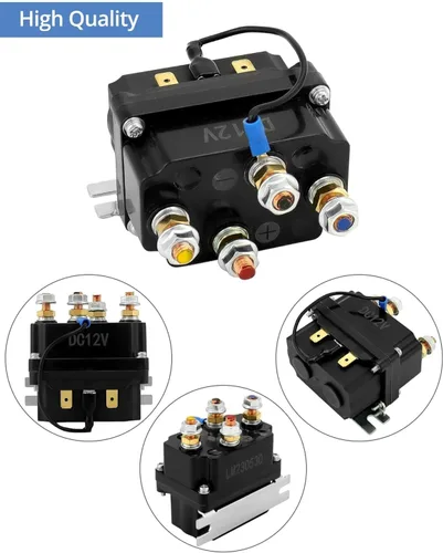 Vista 3 de QWORK Relé solenoide, Contactor de relé solenoide de 12V 250A para reemplazo de relé de cabrestante para control de ATV UT de 3000-5000LB