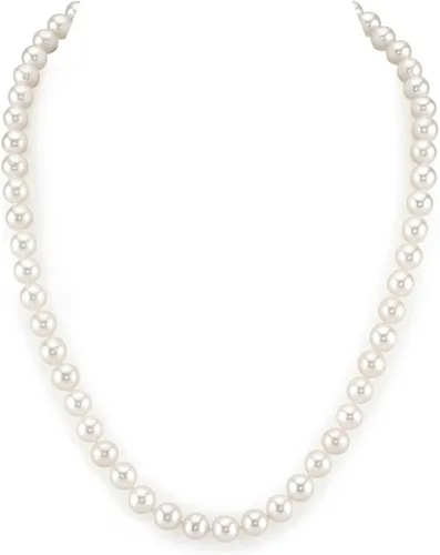 Vista 25 de The Pearl Source Real Pearl Necklace for Women with AAA+ Quality Round White Freshwater Genuine Cultured Pearls