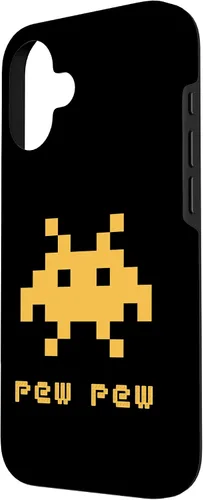 Vista 2 de iPhone 16 Alien Invaders Pew Space 8-bit Retro Video Game Gift Case