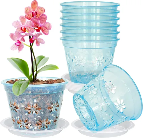 Vista 13 de Macetas transparentes para orquídeas, paquete de 8 unidades, 5 pulgadas