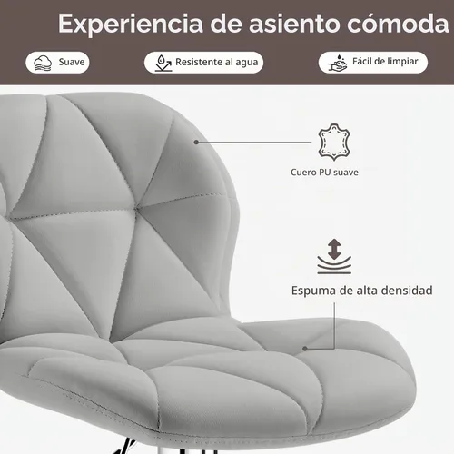 Vista 5 de Yaheetech - Juego de 4 taburetes de bar, taburetes giratorios de cuero sintético PU, taburetes de mostrador ajustables en altura con respaldo