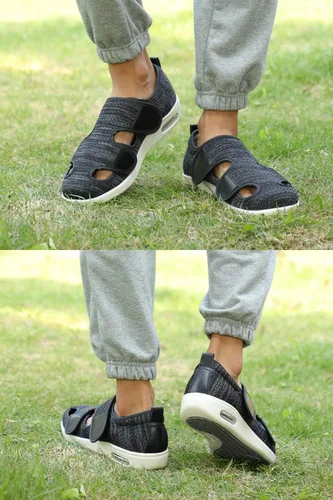 Vista 6 de Zapatos para diabéticos para mujer, zapatos casuales ajustables para caminar, zapatos anchos para ancianos, pies hinchados, antideslizantes, cojín