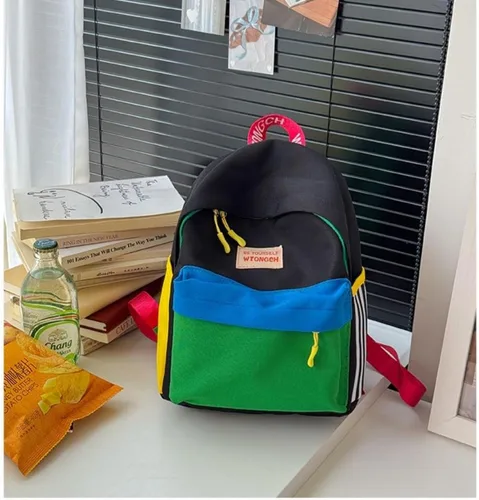 Vista 2 de Mochila Kawaii de 11 pulgadas, bonita mochila estética para viajes, mini bolsa ligera de dibujos animados, Negro, mini