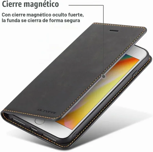 Vista 4 de QLTYPRI para iPhone 6 Plus 6S Plus, Funda de piel sintética premium con amortiguador de TPU con soporte para tarjetas, función de soporte oculta