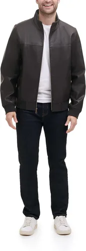 Vista 4 de Tommy Hilfiger Men's Faux Leather Bomber Jacket