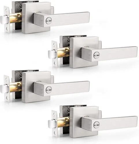 Vista 4 de Probrico Palanca de Puerta de Cama y Baño Negro Mate Servicio Pesado Manija de Puerta de Privacidad, Cerradura de Puerta Sin Llave Interior Baño