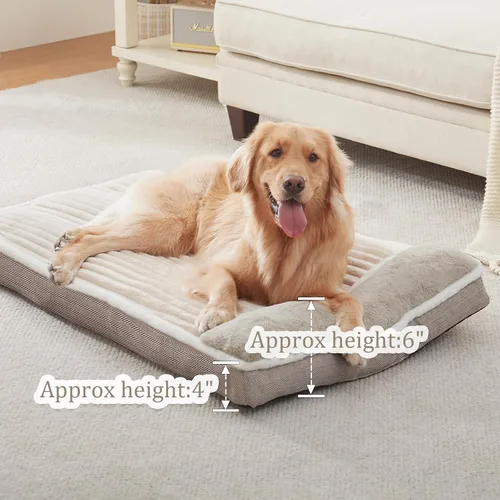 Vista 4 de Cama para perros grandes, colchón para perro con almohada para jaula de perrera, cama sofá para mascotas, cama para mascotas súper suave para razas