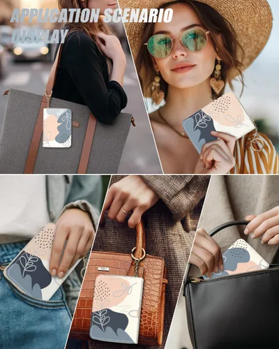 Vista 6 de Soporte para tarjetas de crédito, elegante cartera delgada para mujer con bloqueo RFID, perfecta para negocios y uso diario, mantiene tus