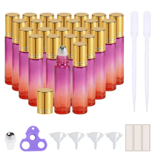 Vista 33 de PrettyCare 6 piezas, botellas roll-on de 10 ml para aceites esenciales con bola de rodillo de acero inoxidable - Botellas rellenables a prueba