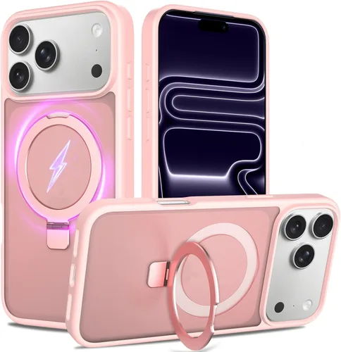 Vista 23 de Funda con soporte ultra magnético para iPhone 15 Pro [protección militar contra caídas] [compatible con MagSafe] a prueba de golpes, translúcida