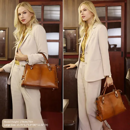 Vista 3 de Kattee Cartera bandolera estilo urbano de cuero para mujer
