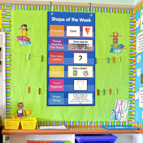 Vista 8 de Auchq All About Shapes - Póster de pared con 65 tarjetas, ideal para VPK, preescolar, preescolar, jardín de infantes, grado 1